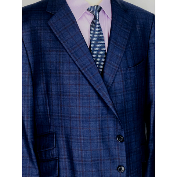 50S* Jos A Bank Reserve Reda Italy 2 Bttn Wool Blazer Sport Coat Navy Glen Check - Picture 2 of 12